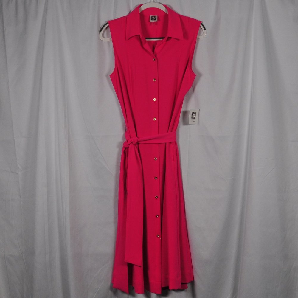 Ann Klein Bright Pink Shirtdress Never Worn Tags Attached Size 8